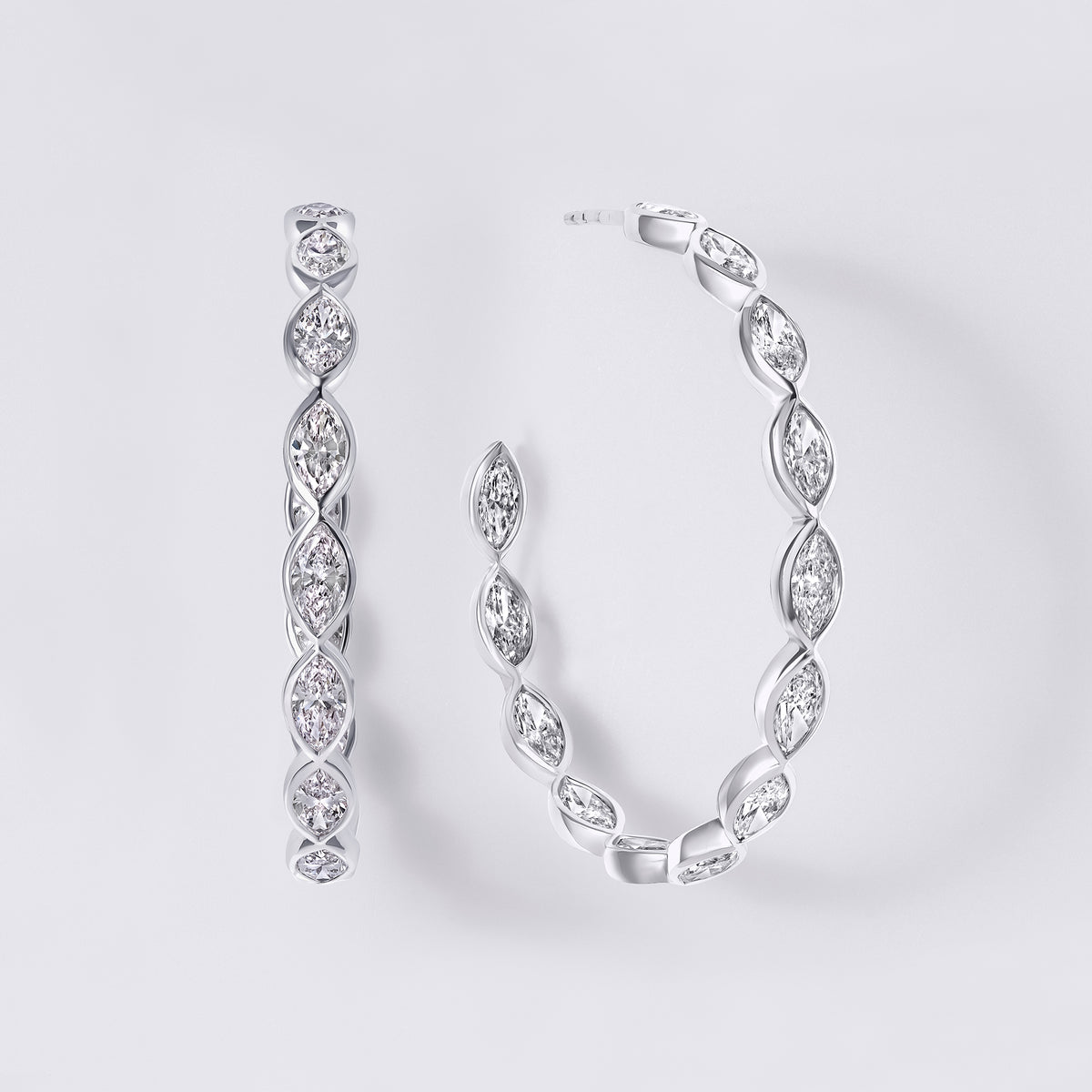 Inside-Out Marquise "C" Earring (6CTW), White Gold