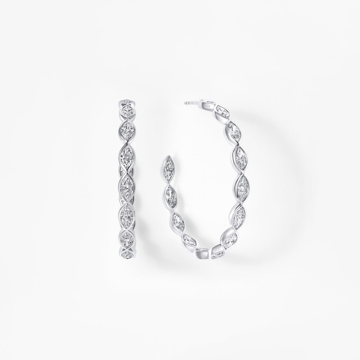 Marquise Diamond Inside Out 38mm "C" Hoop Earrings
