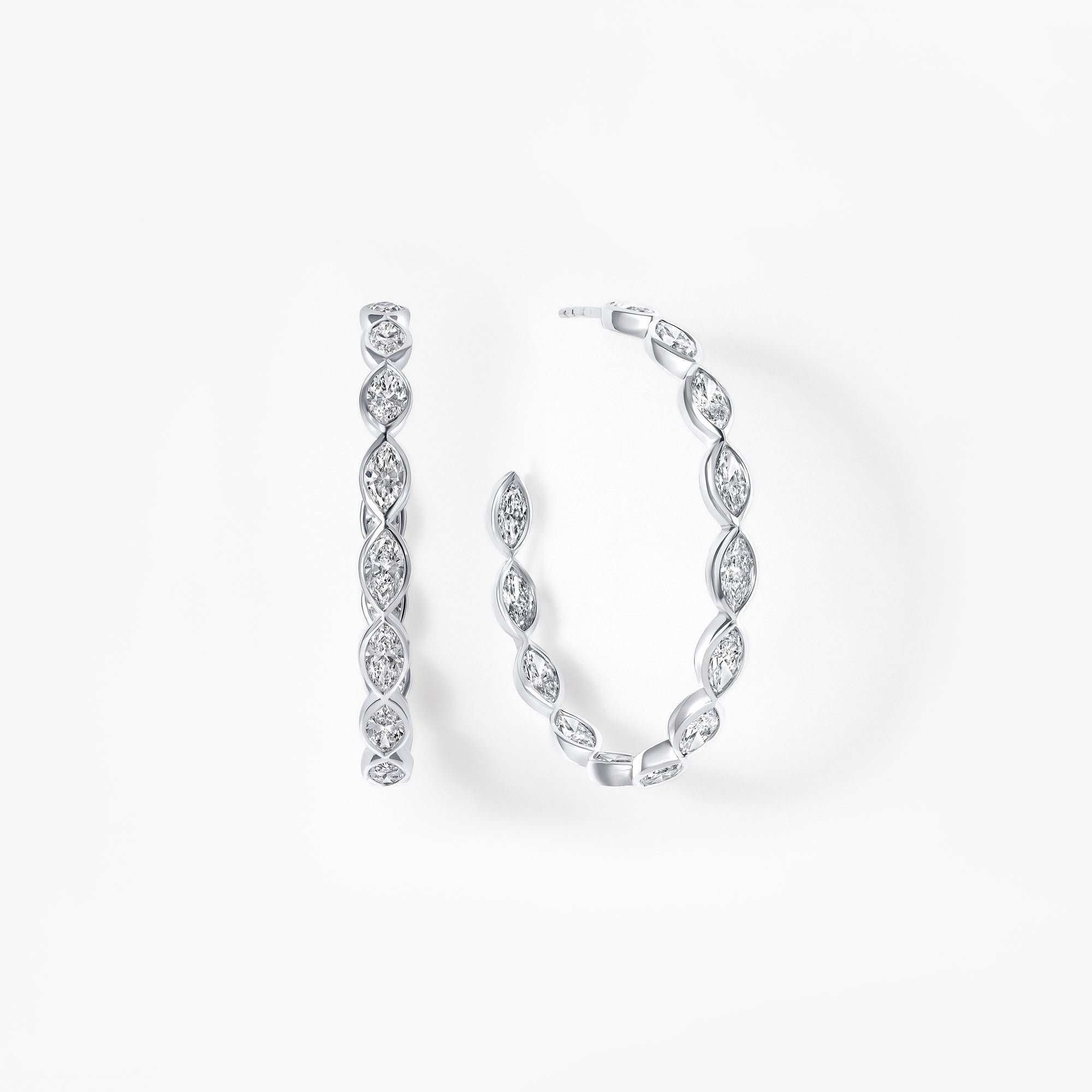Marquise Diamond Inside Out 38mm "C" Hoop Earrings