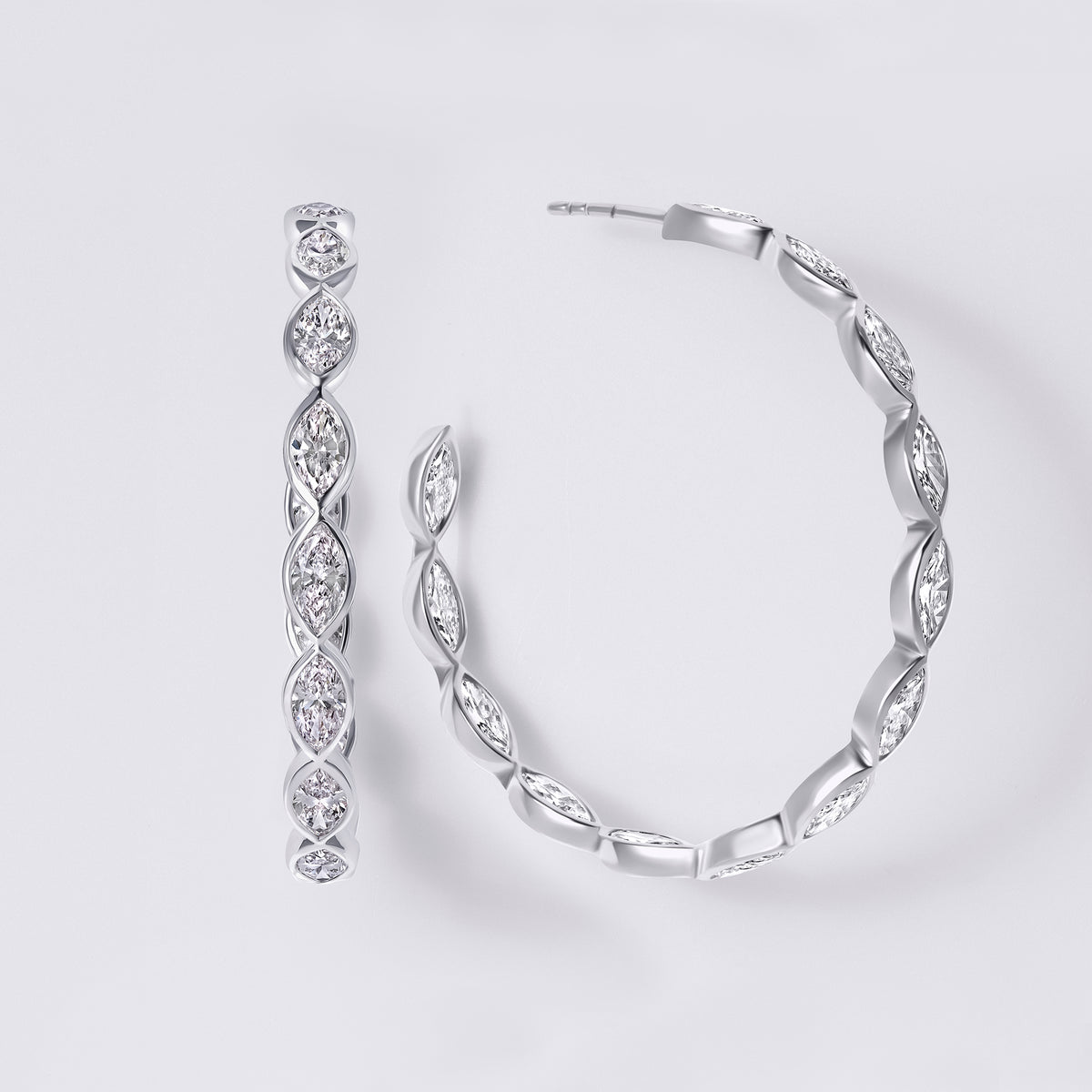 Inside-Out Marquise "C" Earring (6CTW), White Gold