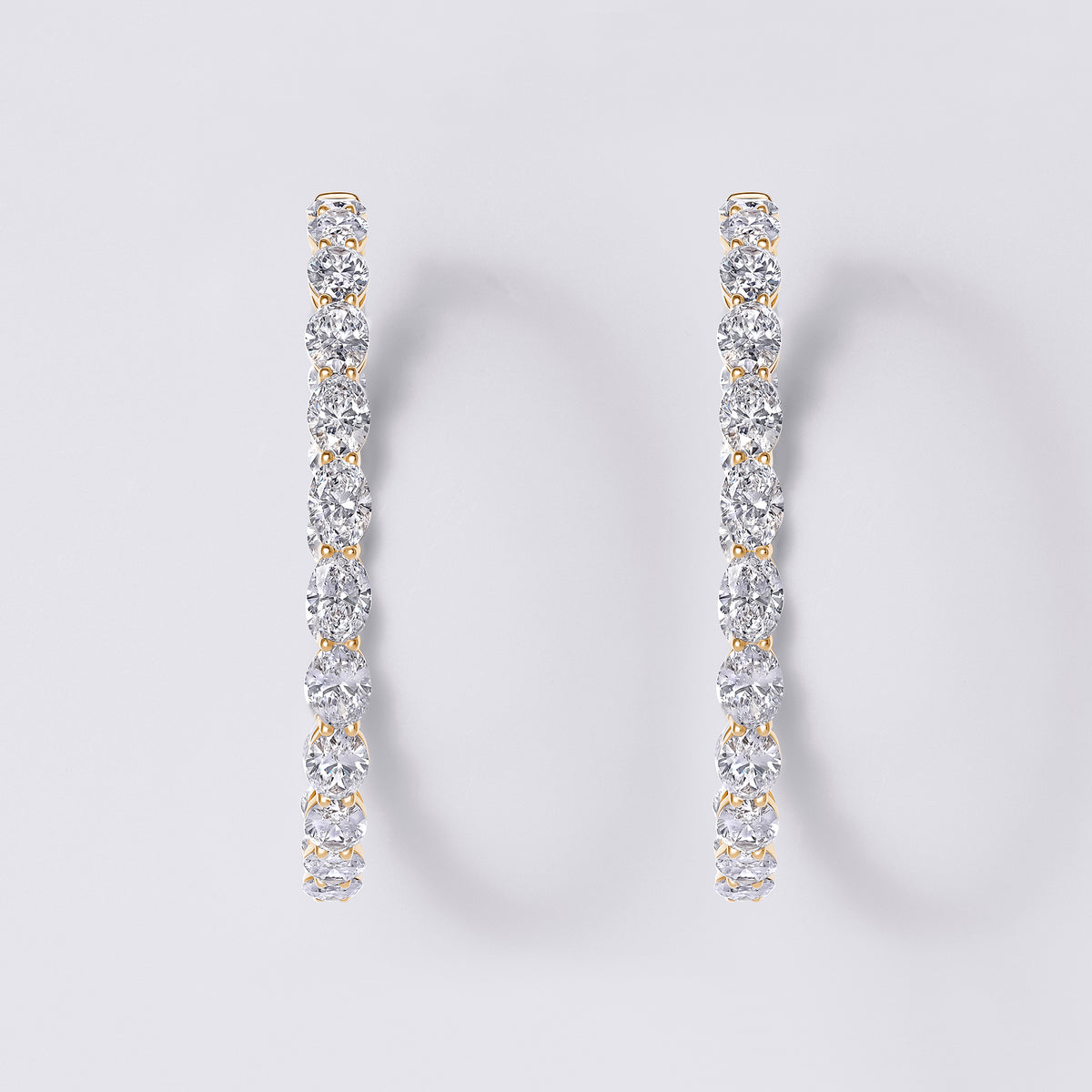 Inside-Out Oval Hoop Earring (13 1/5CTW), Yellow Gold