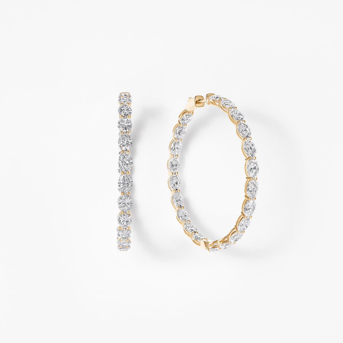 Oval Diamond Inside Out 44mm Hoop Earrings