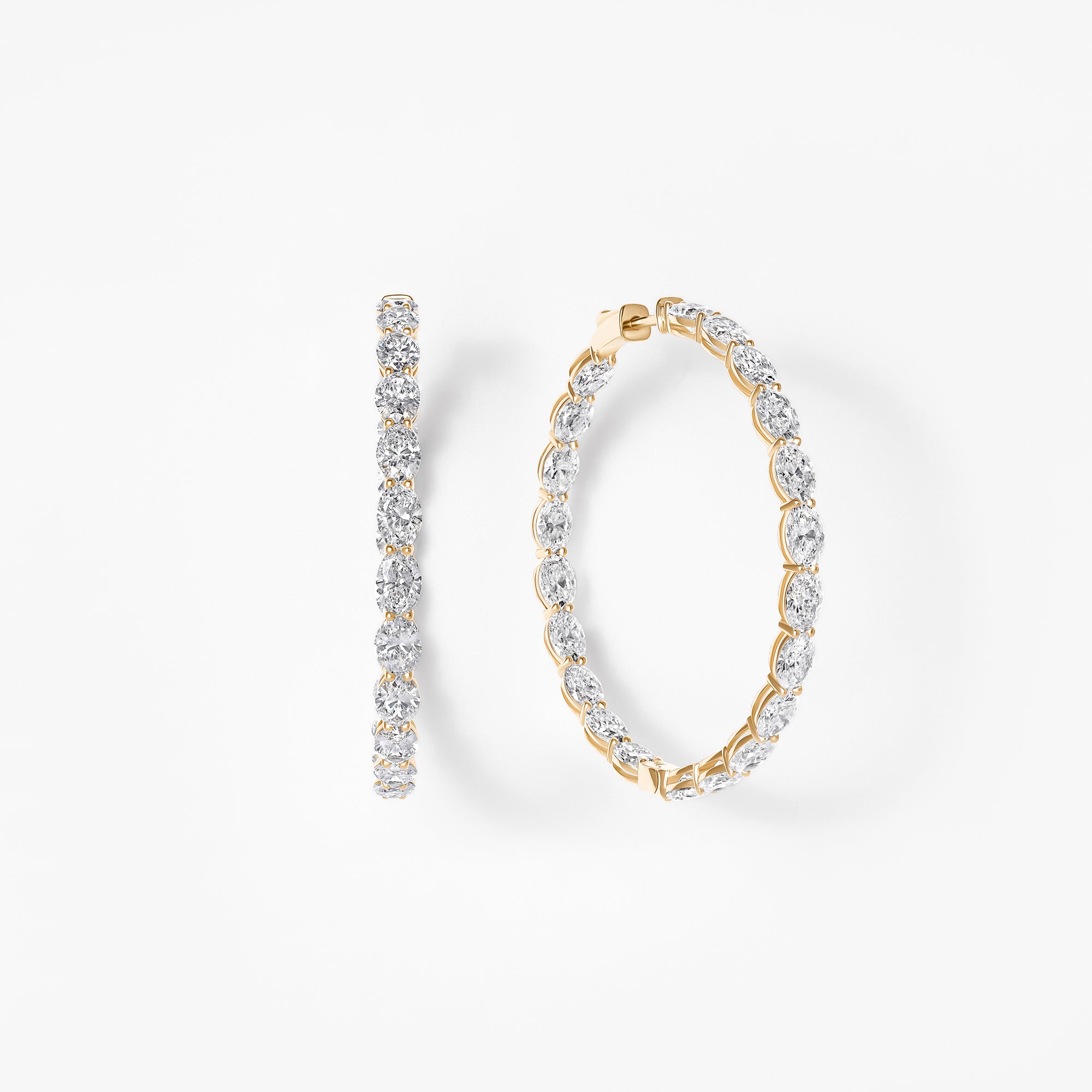 Oval Diamond Inside Out 44mm Hoop Earrings