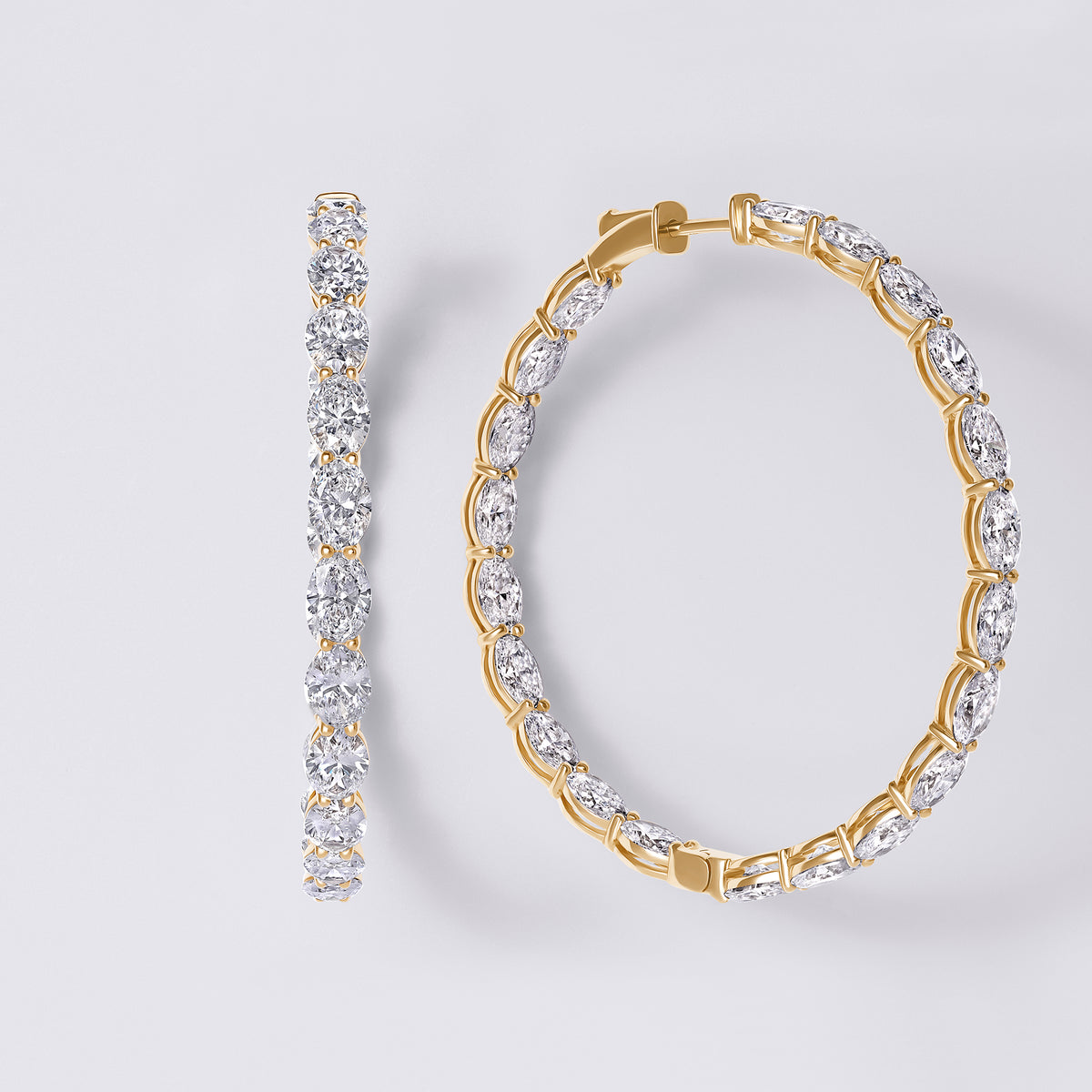 Inside-Out Oval Hoop Earring (13 1/5CTW), Yellow Gold