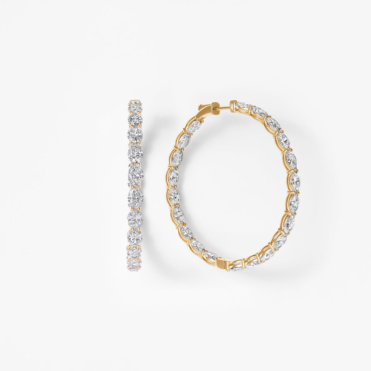 Oval Diamond Inside Out 44mm Hoop Earrings