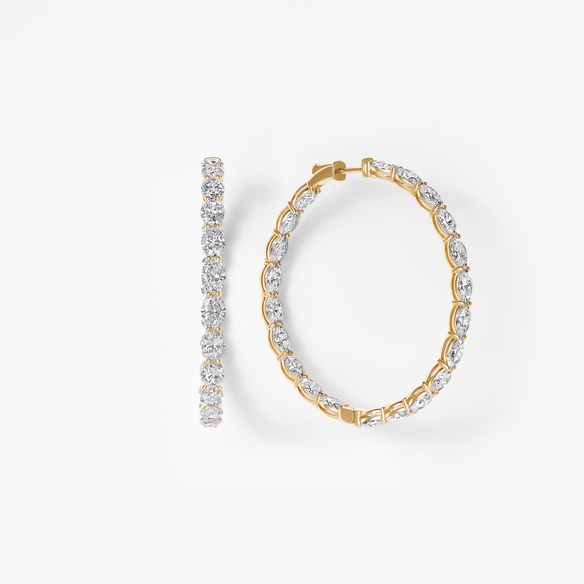 Oval Diamond Inside Out 44mm Hoop Earrings