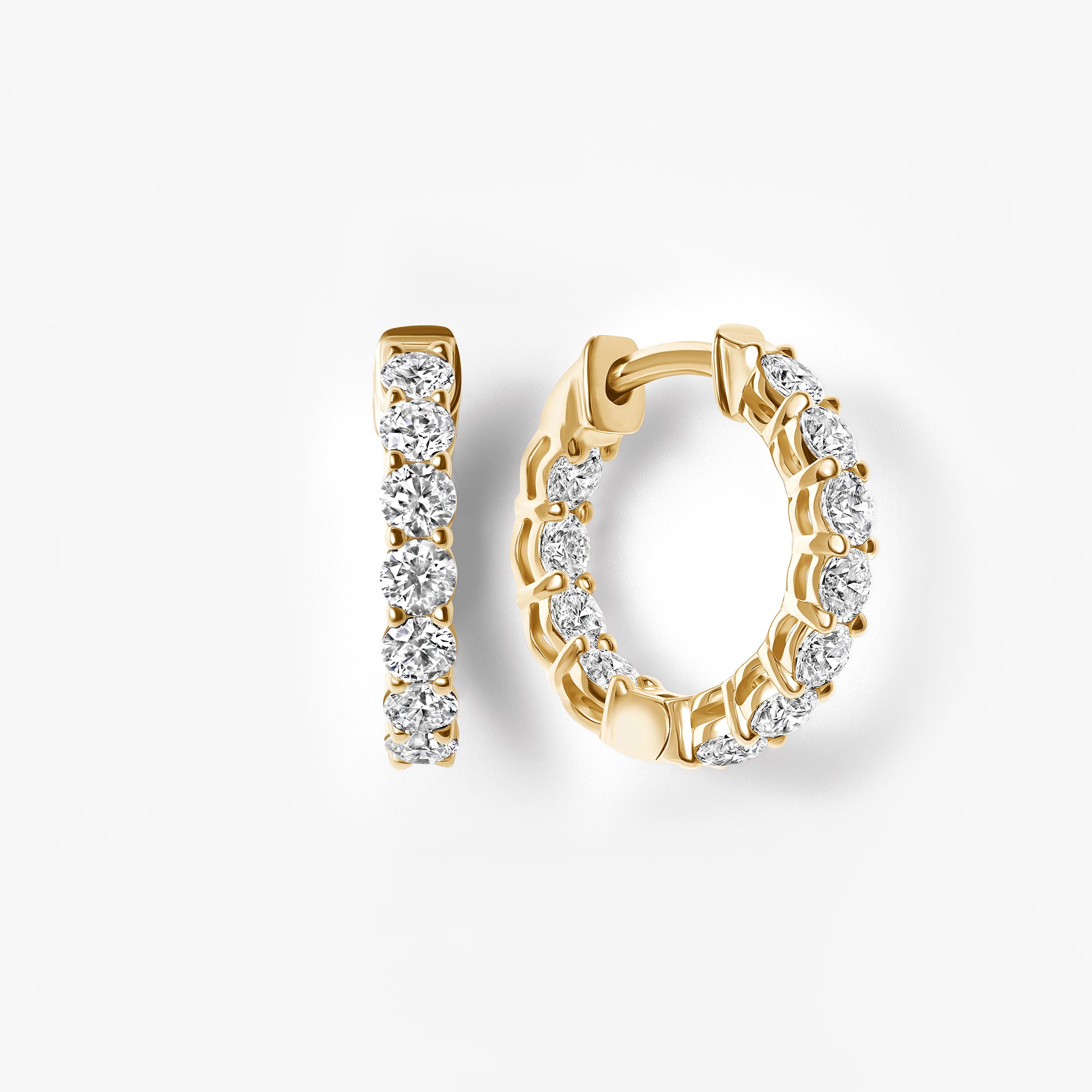 Round Diamond Petite Inside Out Hoop Earrings