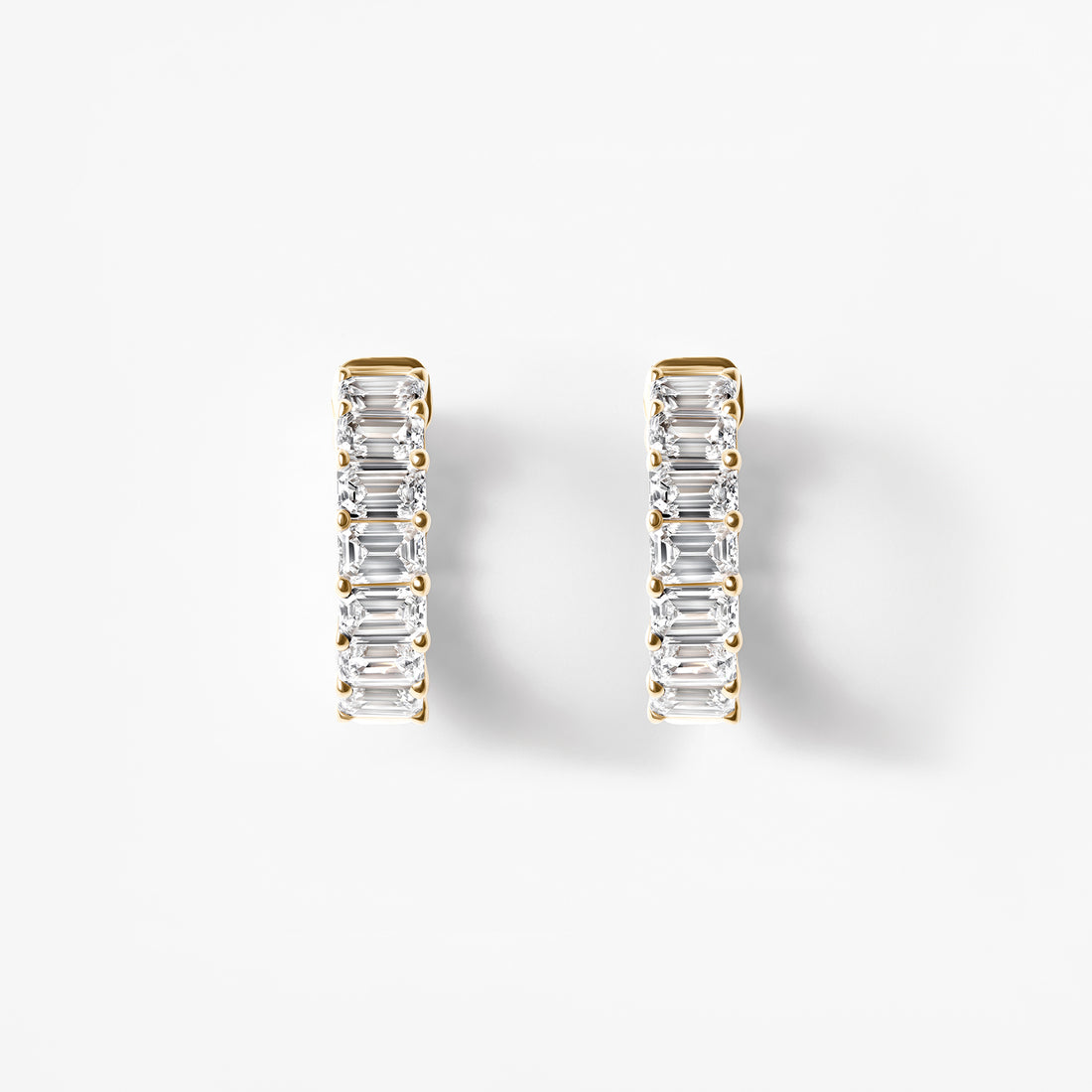 Emerald Diamond East West Inside Out Huggie Earrings