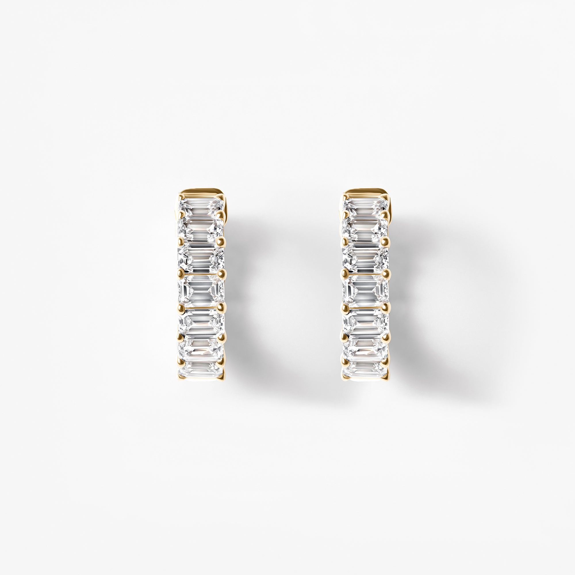 Emerald Diamond East West Inside Out Huggie Earrings