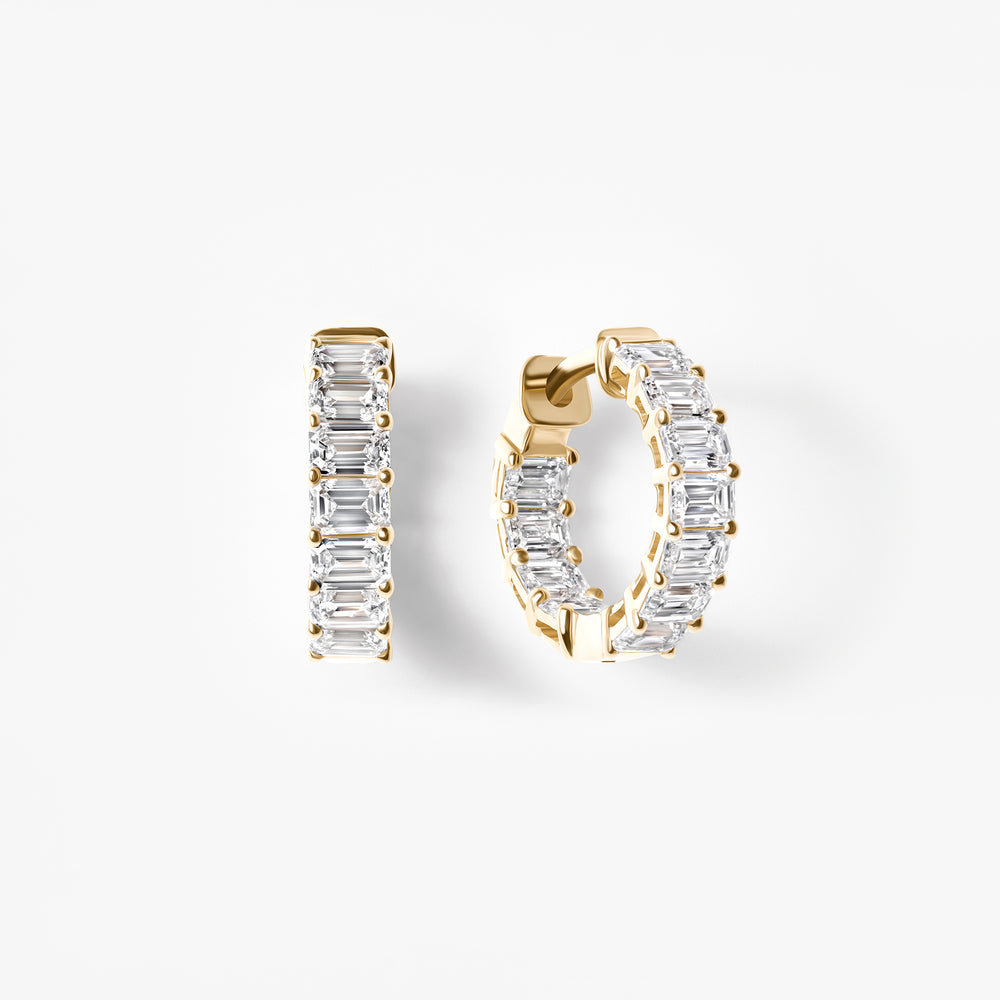 Emerald Diamond East West Inside Out Huggie Earrings