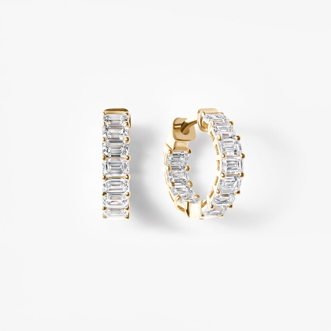 Emerald Diamond East West Inside Out Huggie Earrings