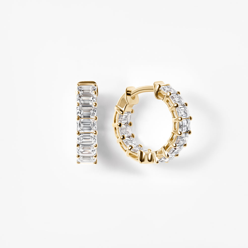 Emerald Diamond East West Inside Out Huggie Earrings