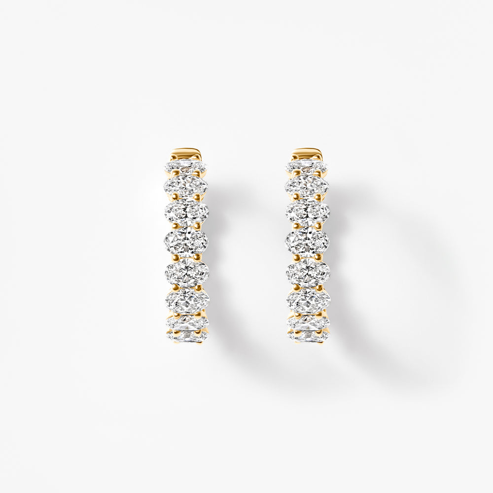 Oval Diamond Inside Out Huggie Earrings