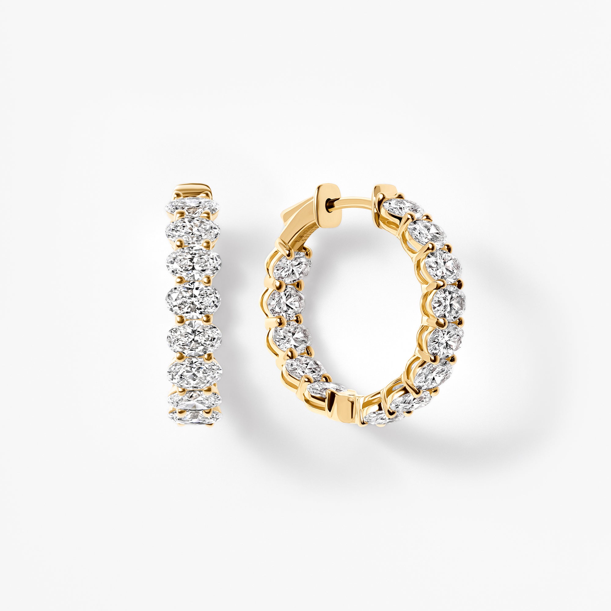 Oval Diamond Inside Out Huggie Earrings