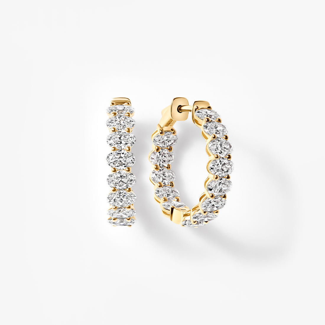Oval Diamond Inside Out Huggie Earrings