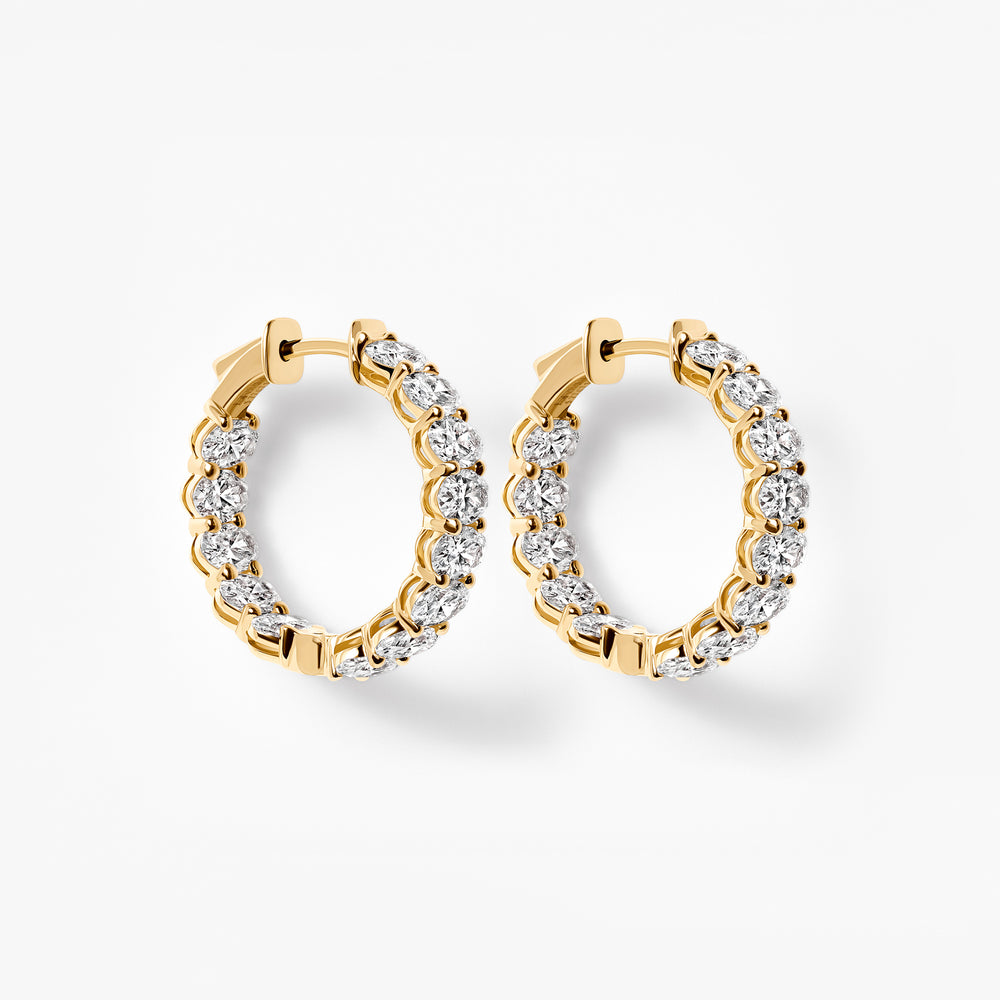 Oval Diamond Inside Out Huggie Earrings