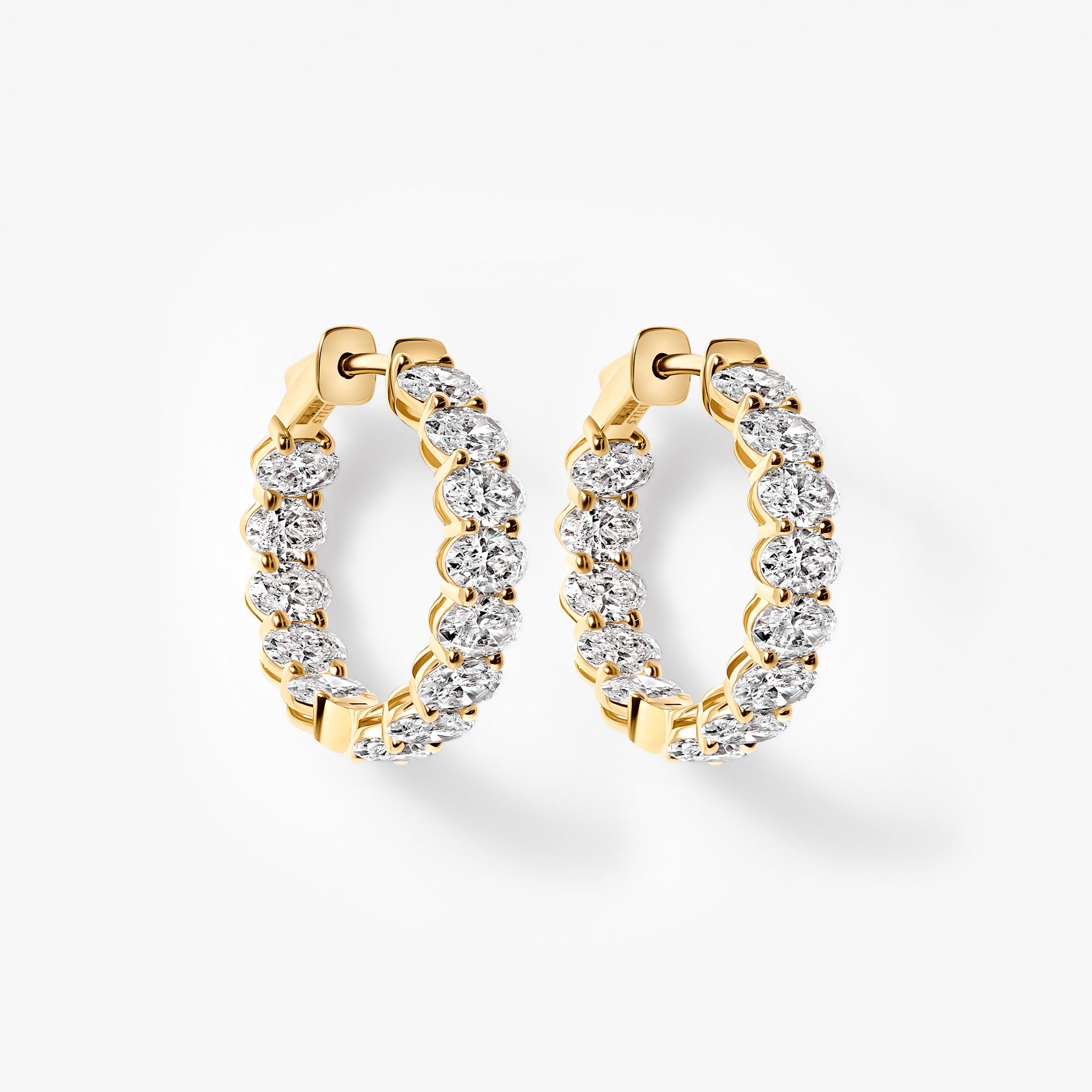 Oval Diamond Inside Out Huggie Earrings