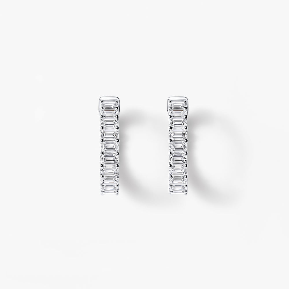 Emerald Diamond East West Inside Out Hoop Earrings