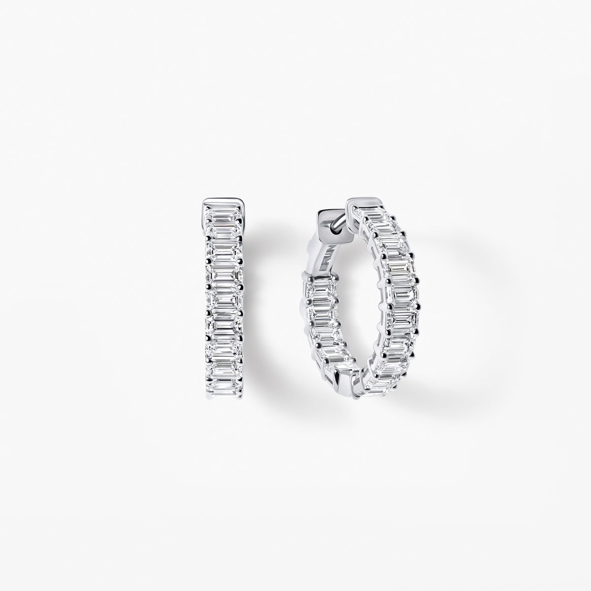 Emerald Diamond East West Inside Out Hoop Earrings