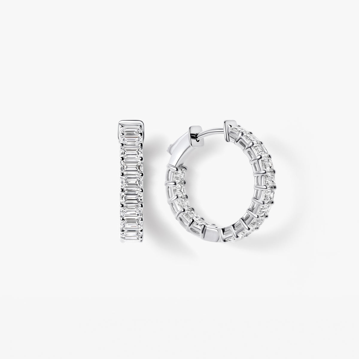Emerald Diamond East West Inside Out Hoop Earrings