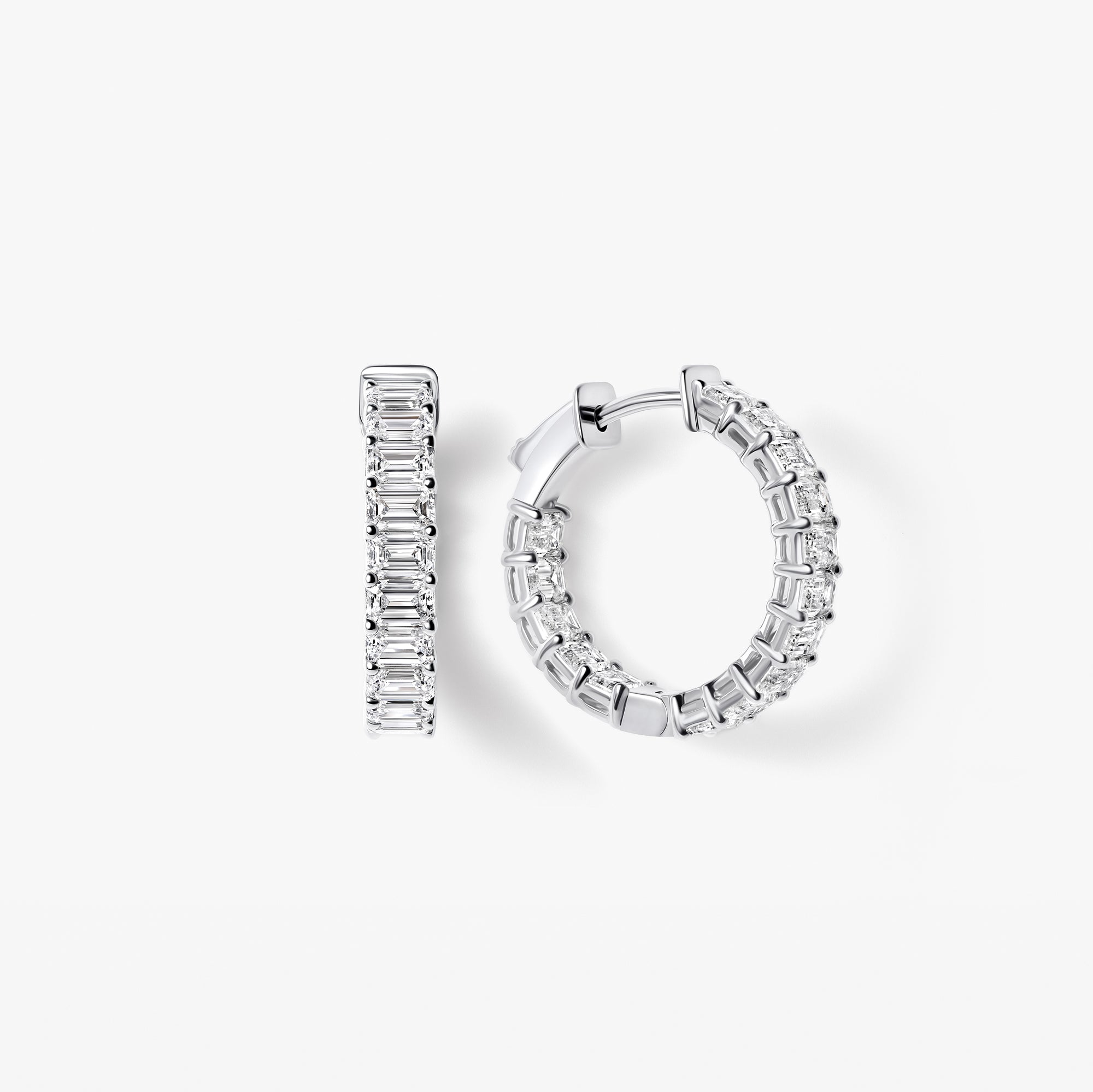 Emerald Diamond East West Inside Out Hoop Earrings
