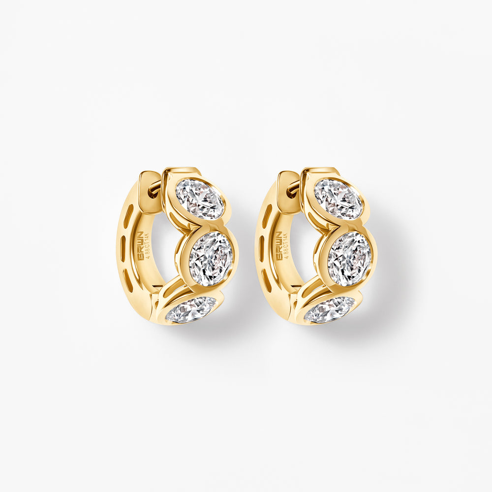 Round Diamond Bezel Set Huggie Earrings