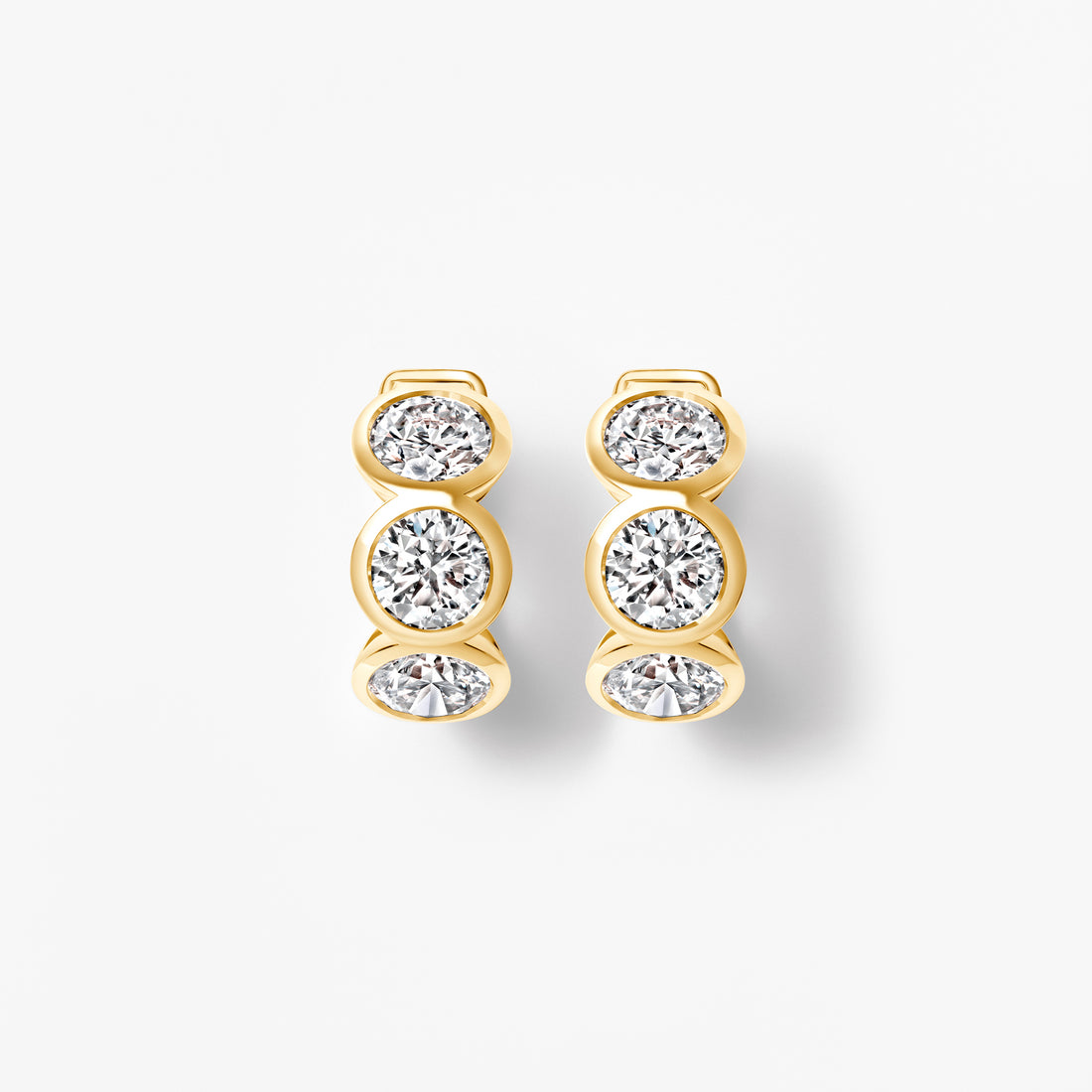 Round Diamond Bezel Set Huggie Earrings