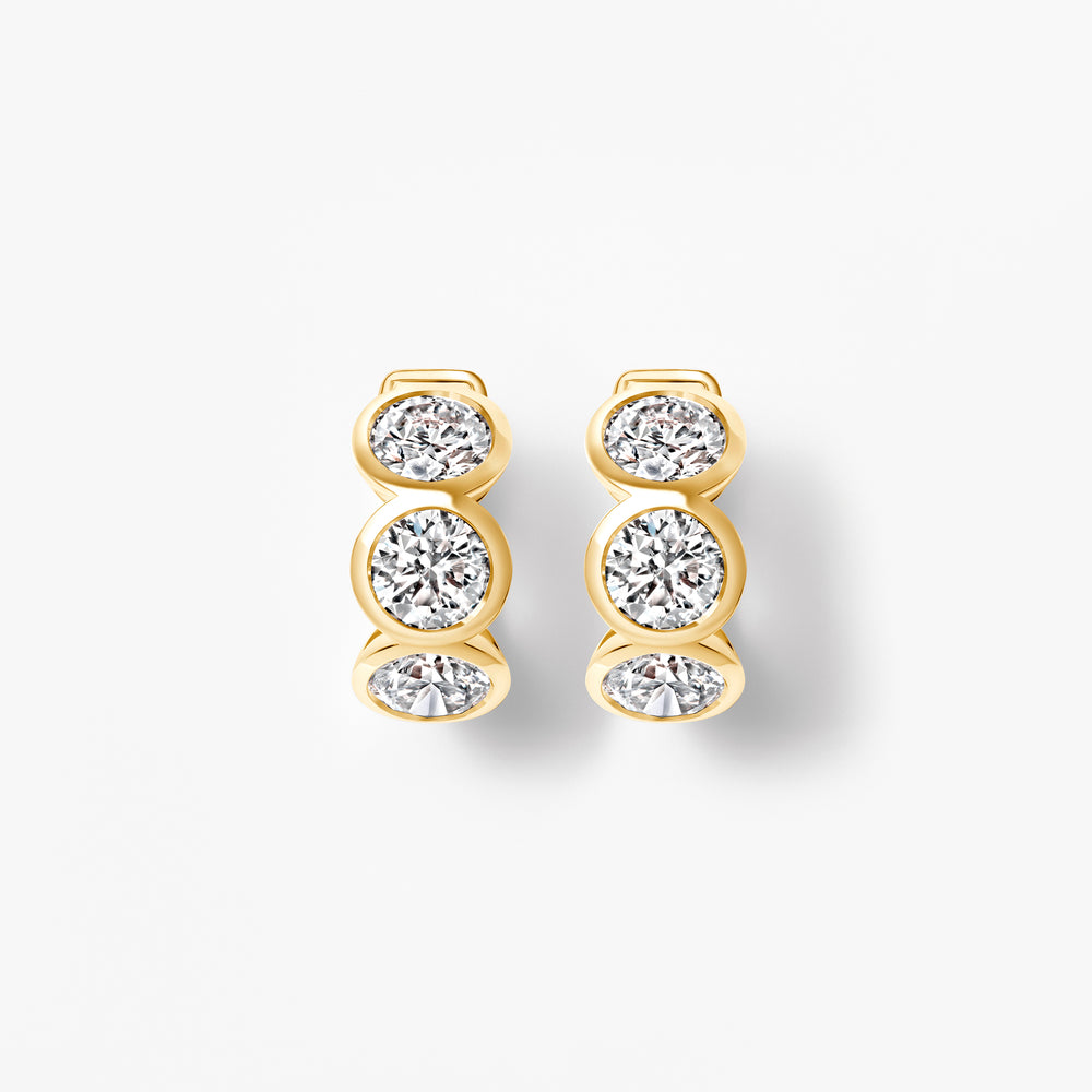 Round Diamond Bezel Set Huggie Earrings