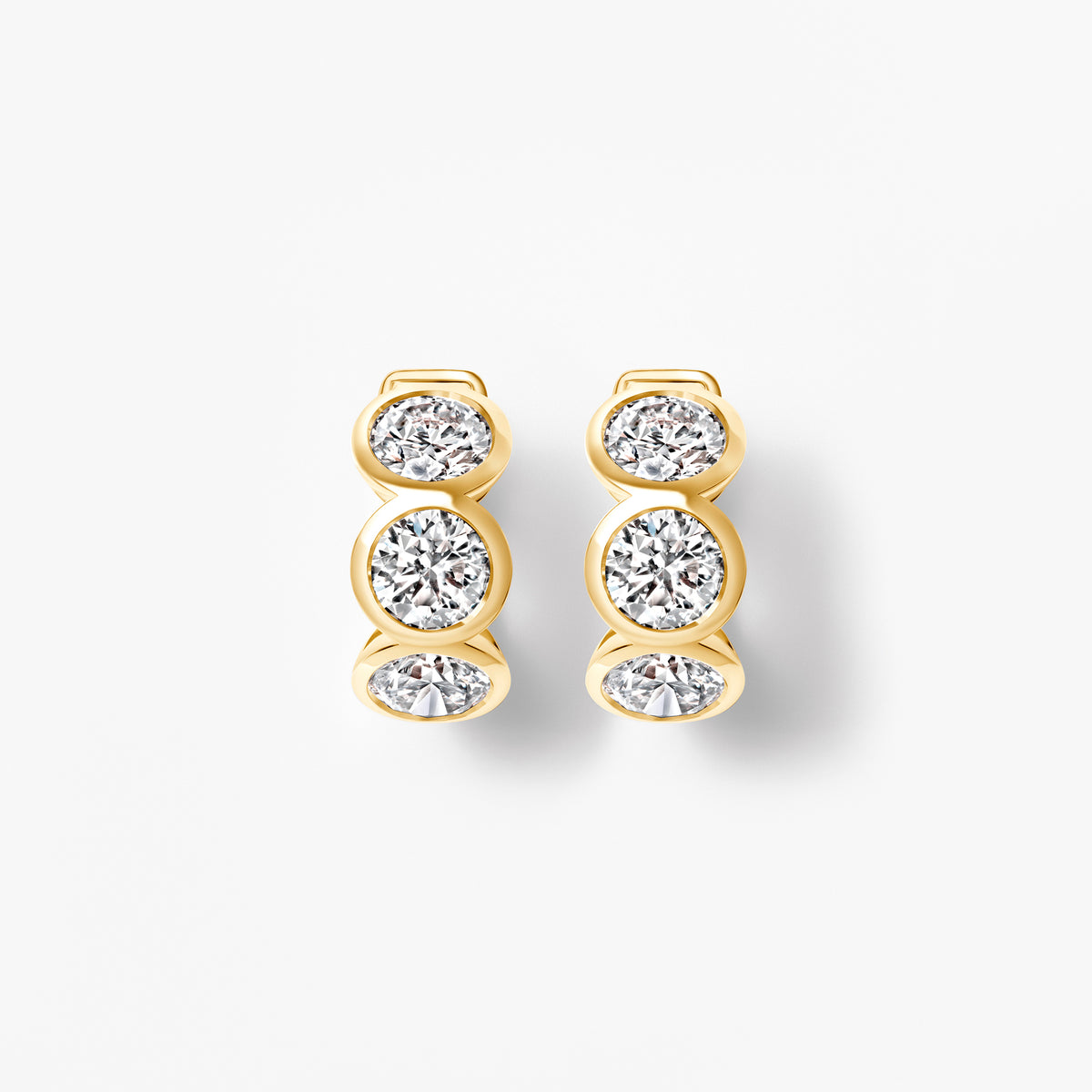 Round Diamond Bezel Set Huggie Earrings