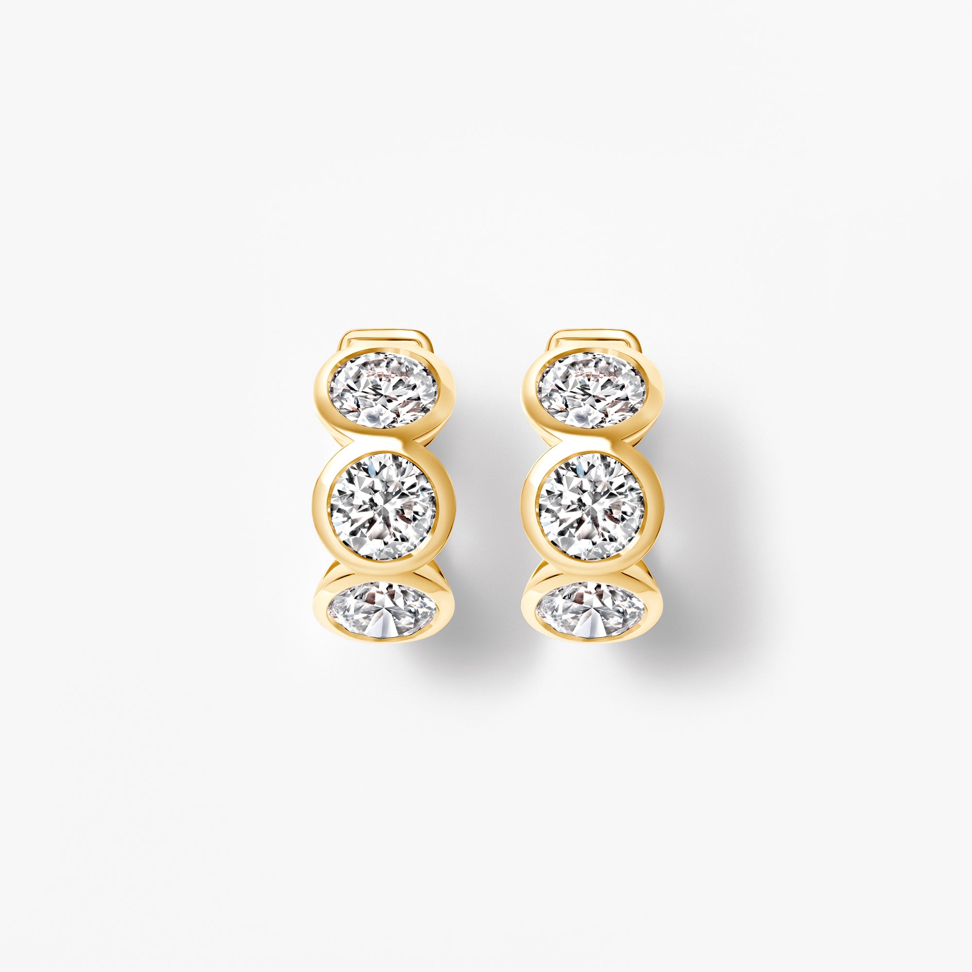 Round Diamond Bezel Set Huggie Earrings