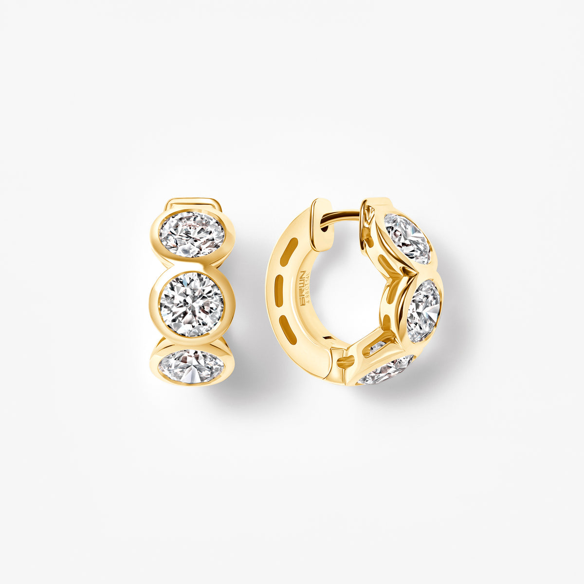 Round Diamond Bezel Set Huggie Earrings