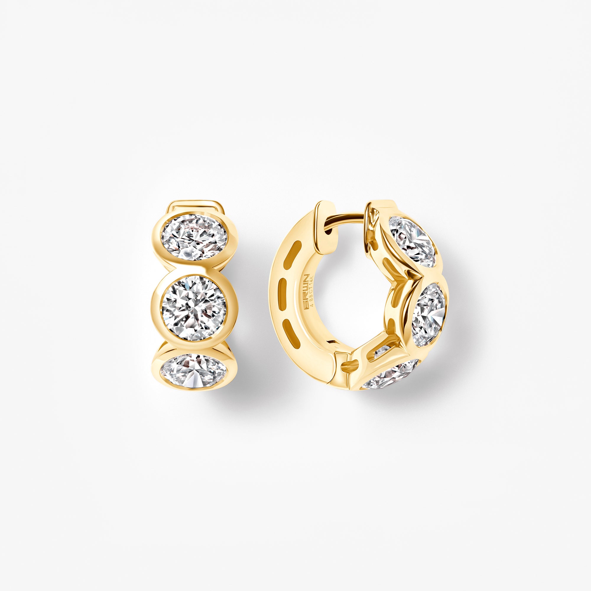Round Diamond Bezel Set Huggie Earrings