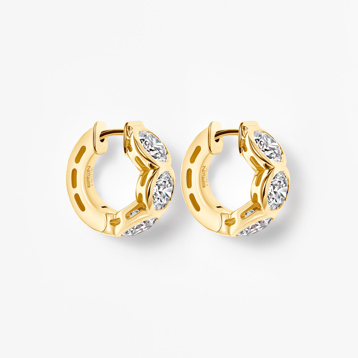 Round Diamond Bezel Set Huggie Earrings