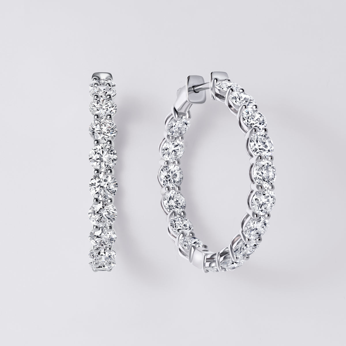 Inside-Out Round Hoops (9 2/3CTW), White Gold