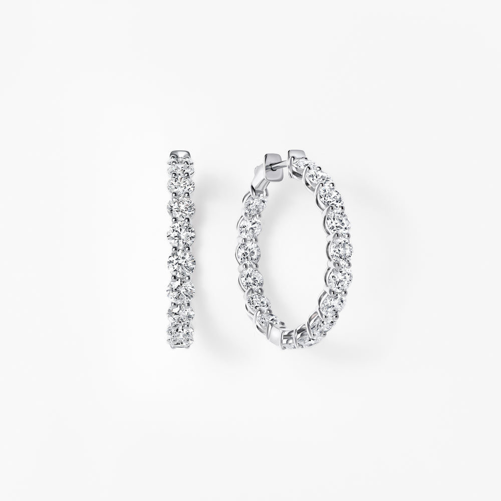 Round Diamond Inside Out 33mm Hoop Earrings