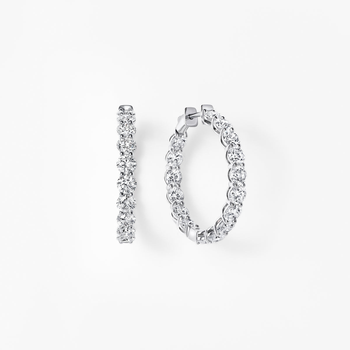 Round Diamond Inside Out 33mm Hoop Earrings