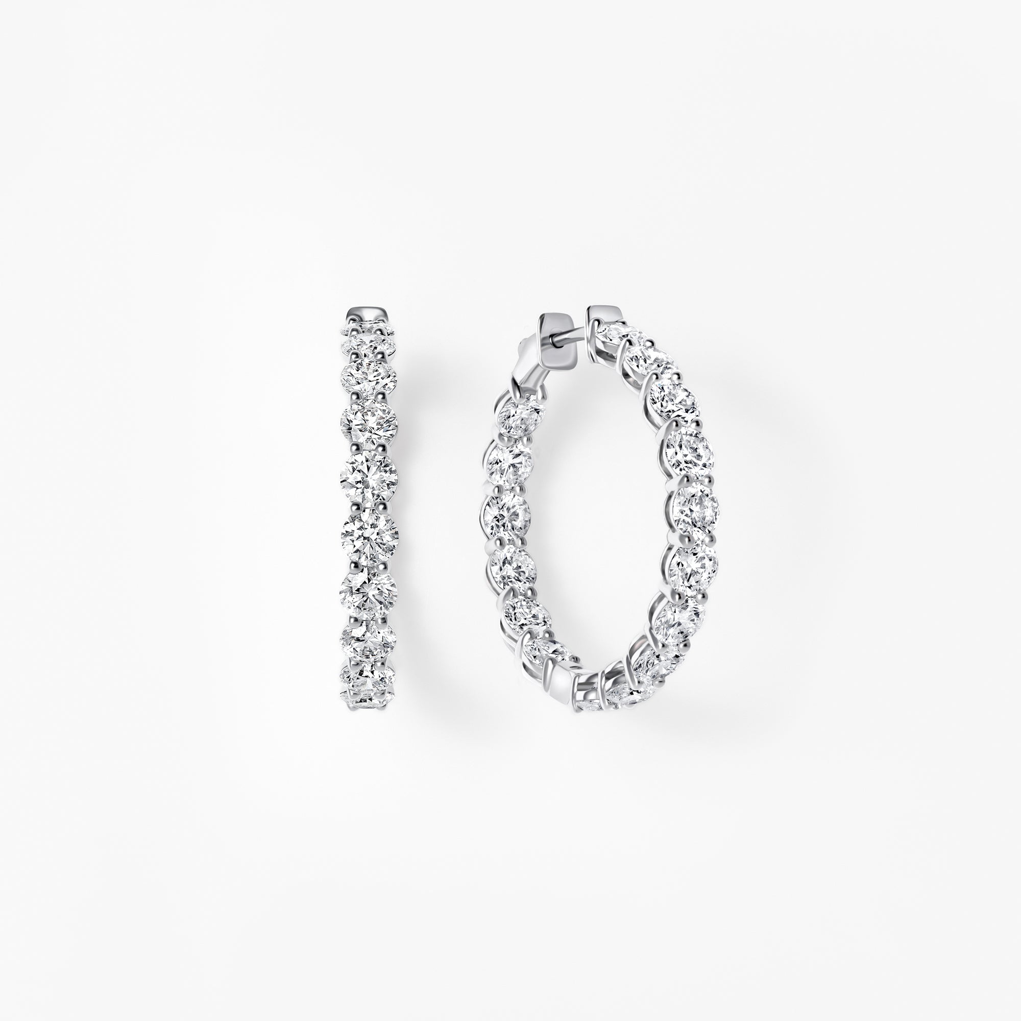 Round Diamond Inside Out 33mm Hoop Earrings