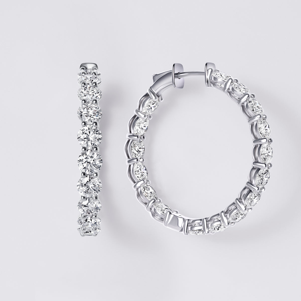 Inside-Out Round Hoops (9 2/3CTW), White Gold