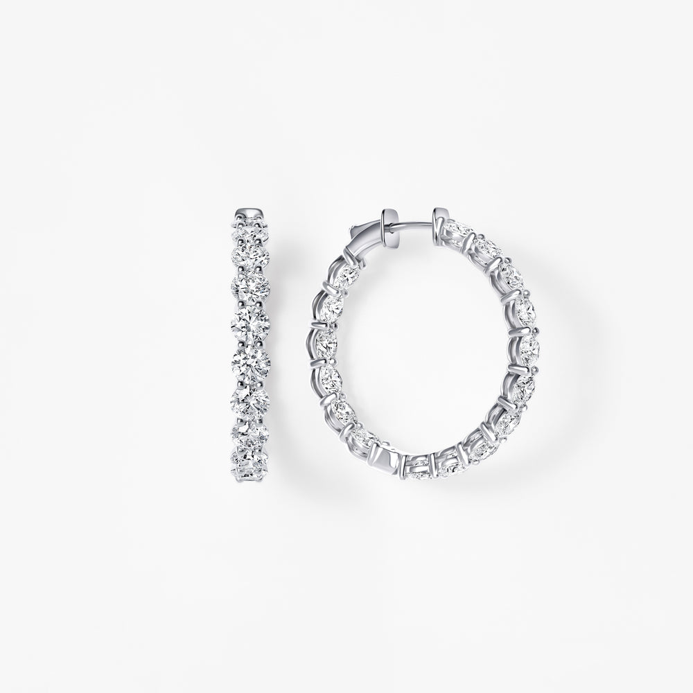 Round Diamond Inside Out 33mm Hoop Earrings
