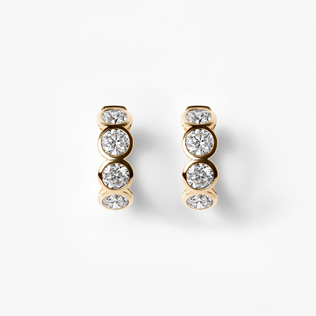 Round Diamond Bezel Huggie Earrings