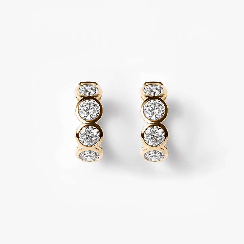 Round Diamond Bezel Huggie Earrings