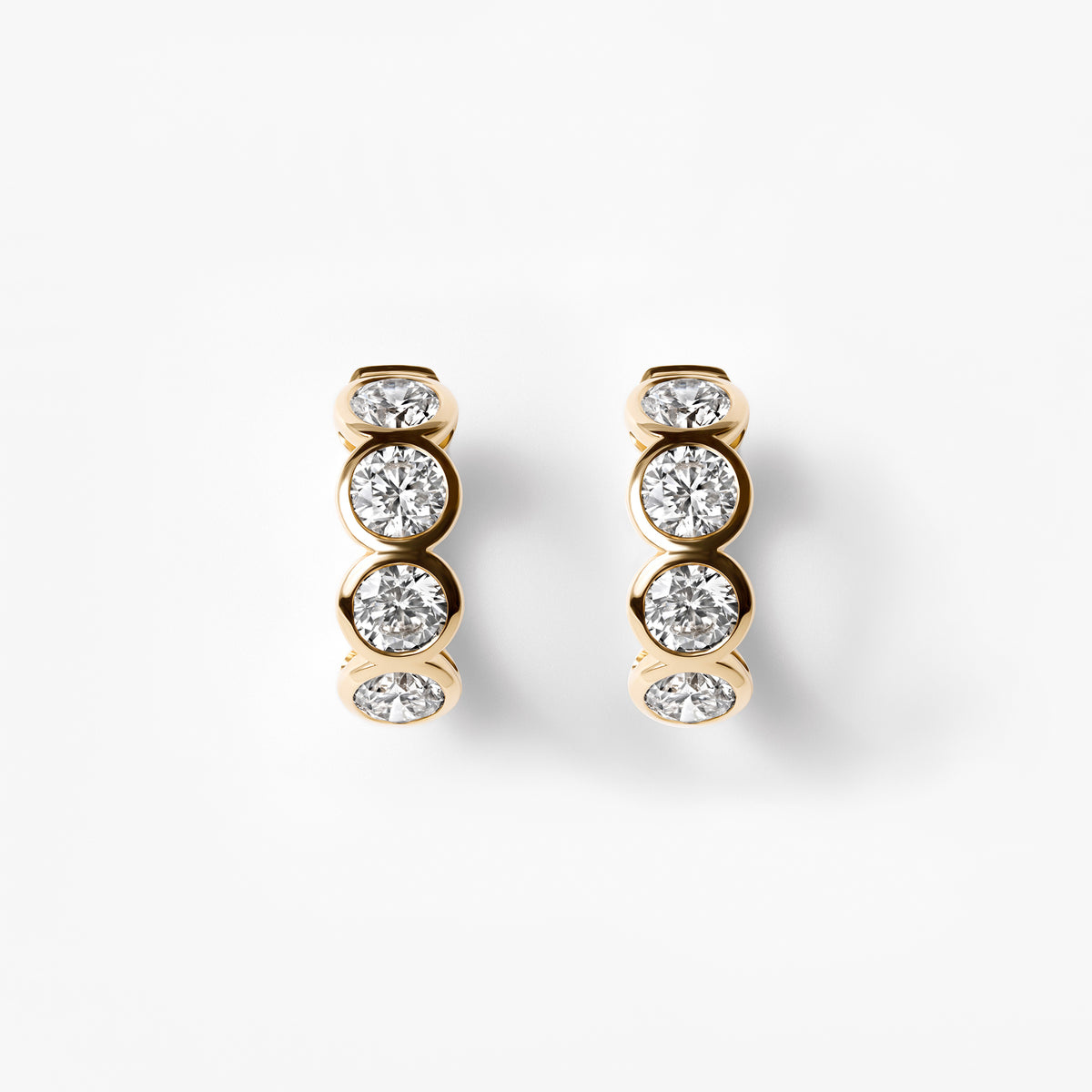 Round Diamond Petite Bezel Set Huggie Earrings