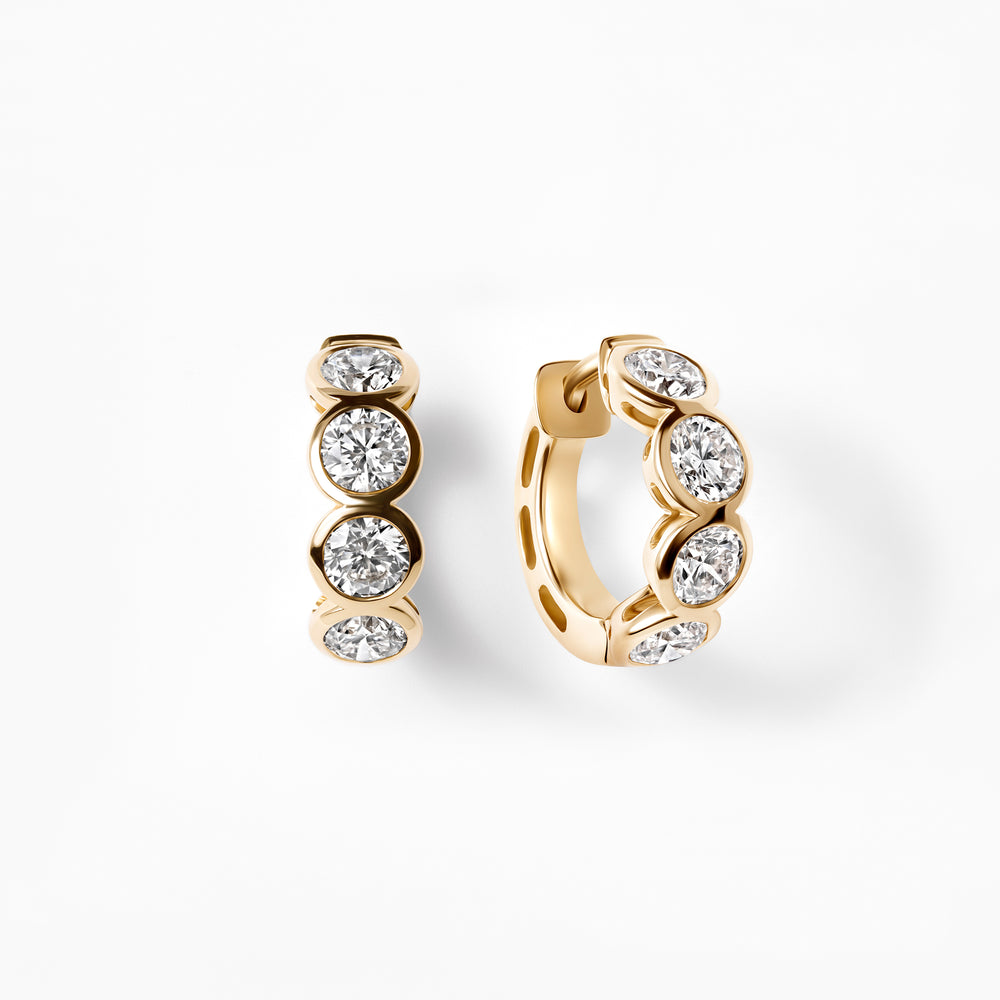 Round Diamond Bezel Huggie Earrings