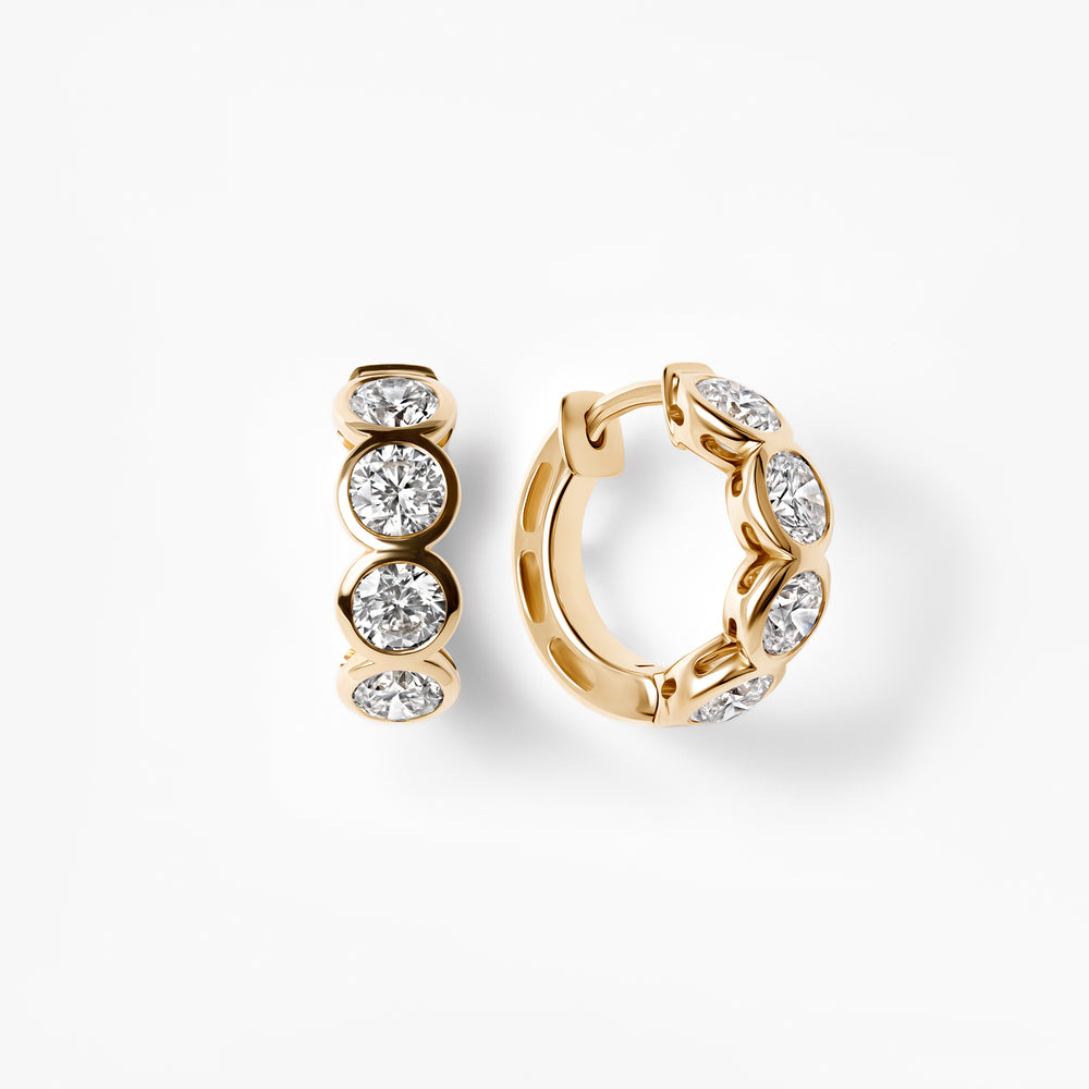 Round Diamond Bezel Huggie Earrings