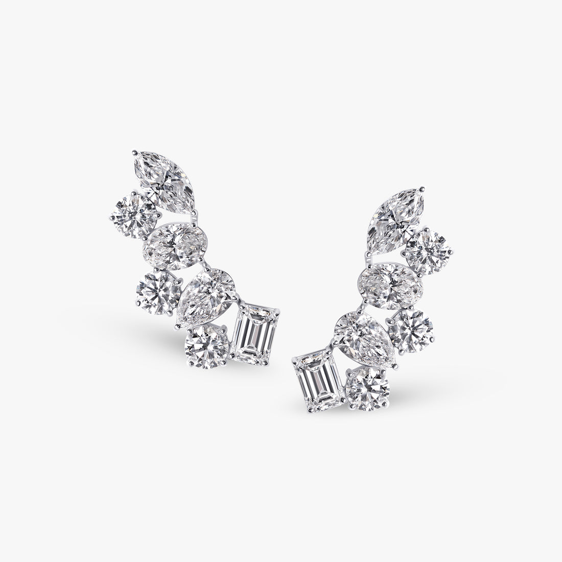 Mixed Shape Diamond Crawler Earrings