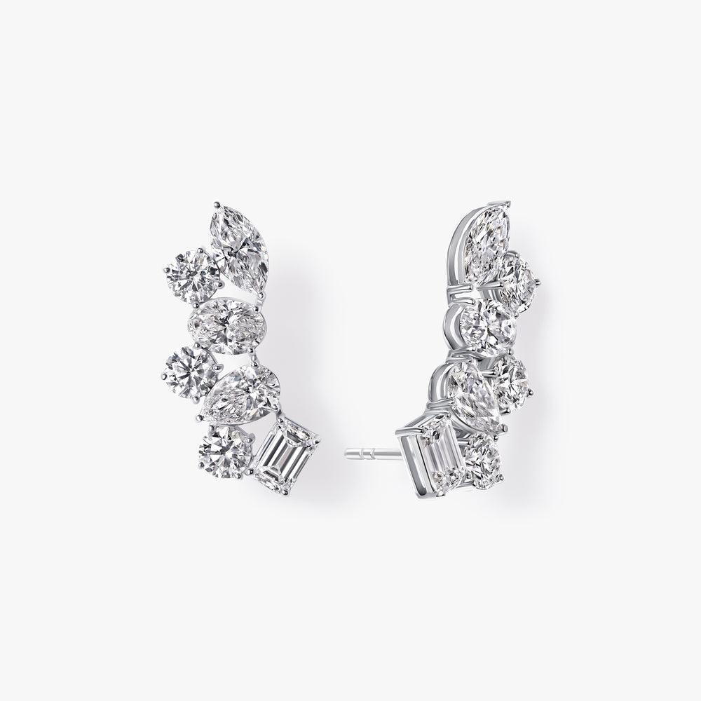 Mixed Shape Diamond Crawler Earrings