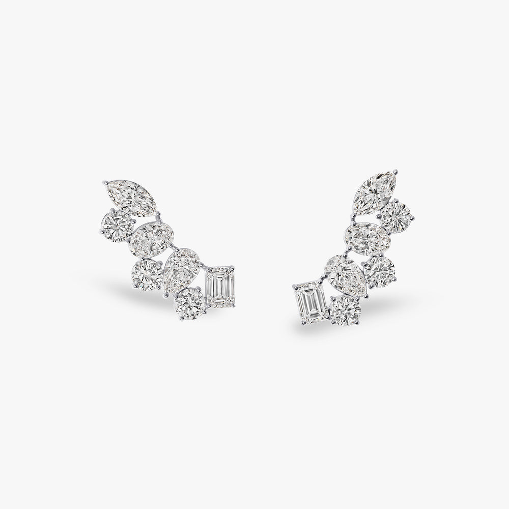 Mixed Shape Diamond Crawler Earrings