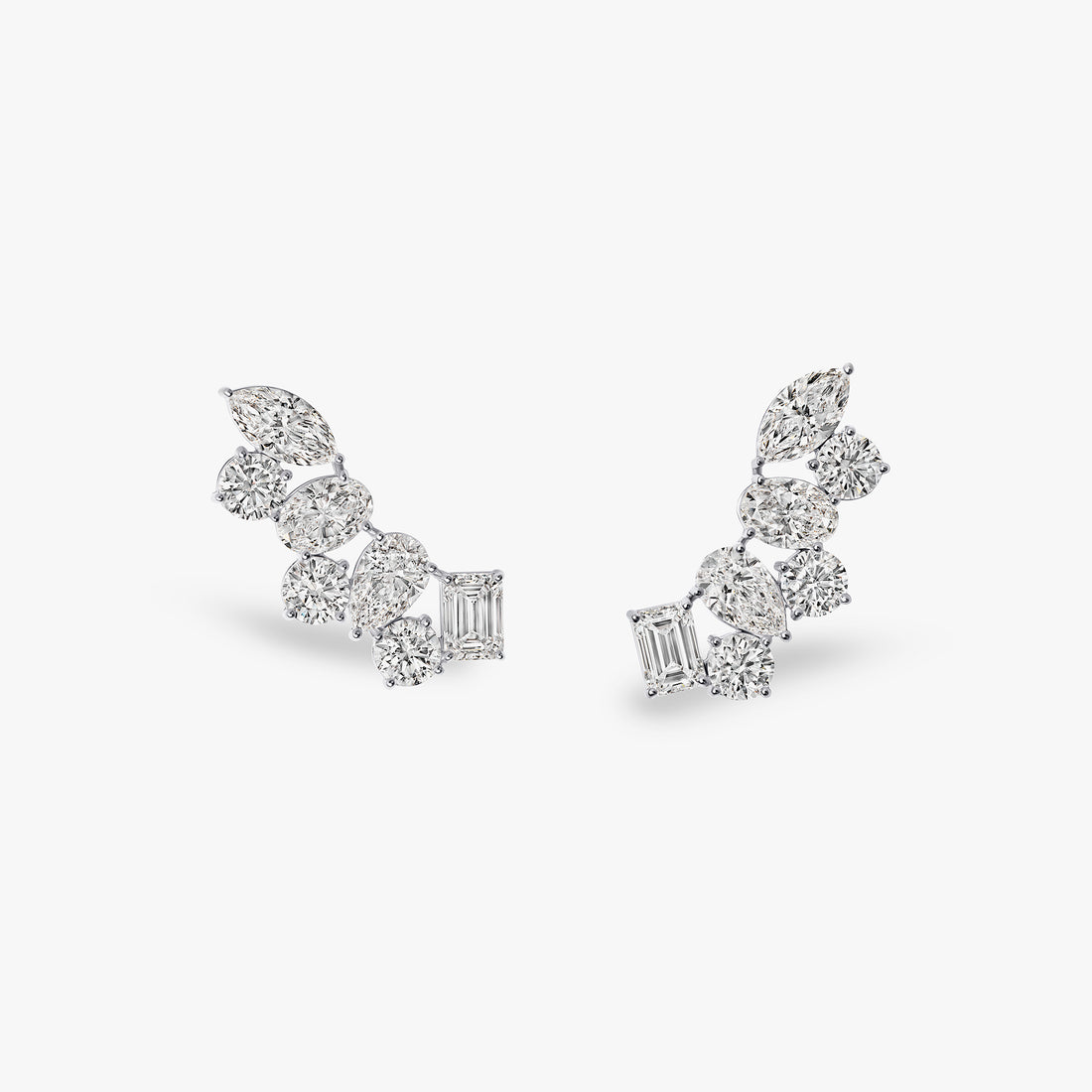 Mixed Shape Diamond Crawler Earrings