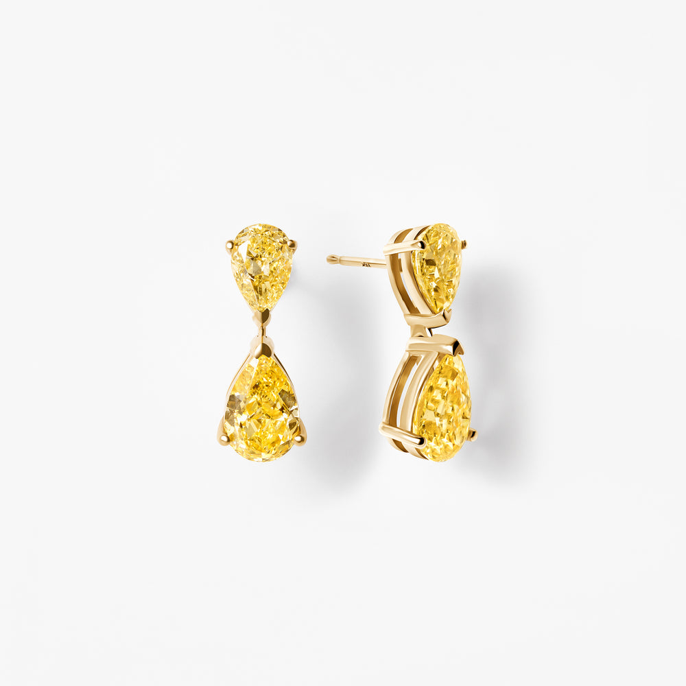 Yellow Pear Diamond Drop Earrings