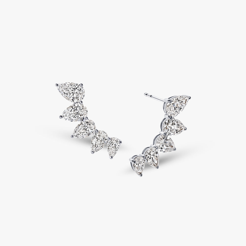 Pear Diamond Crawler Earrings
